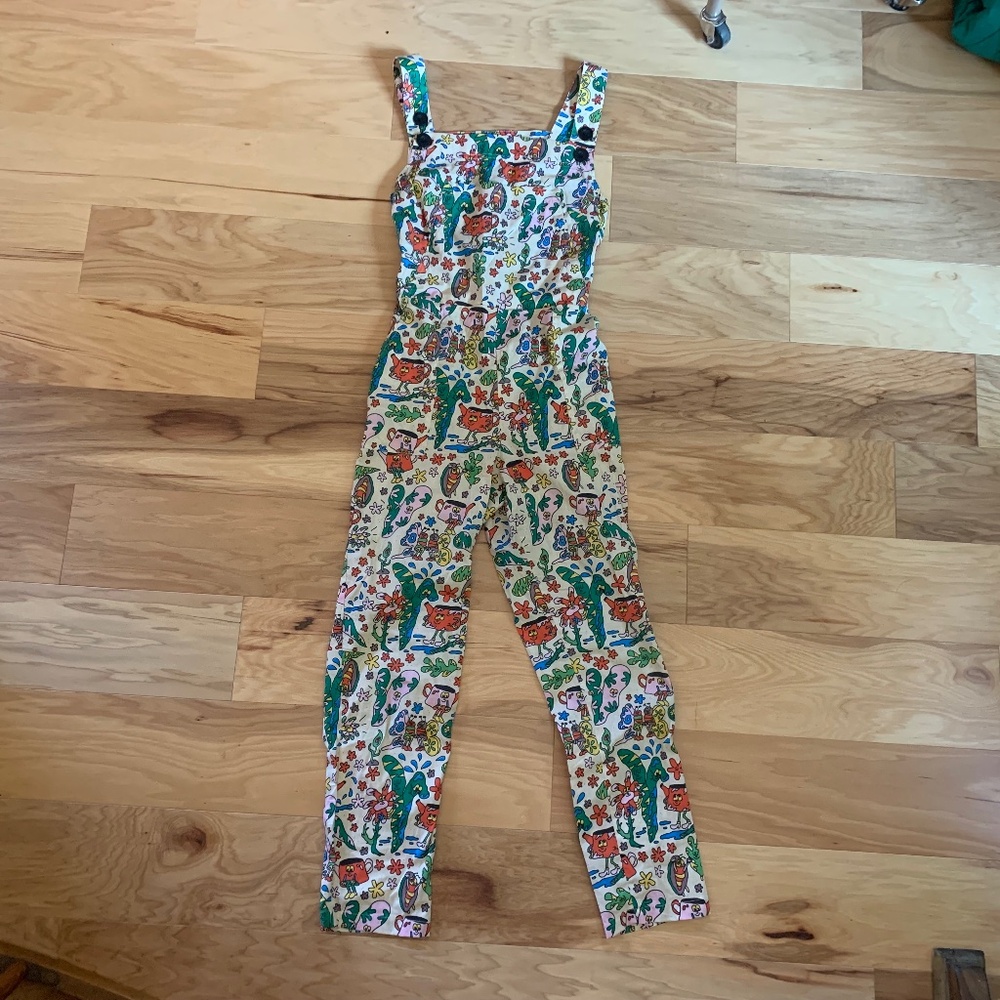 Nooworks overalls in Bugout light cotton print size medium
